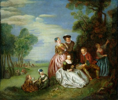 Conversation in a Park by Jean Baptiste Joseph Pater